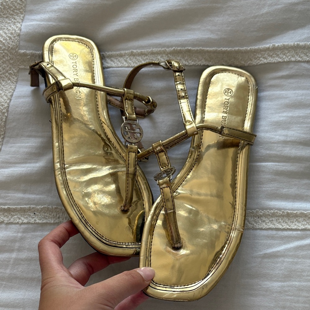 Tory Burch Metallic Gold Sandals